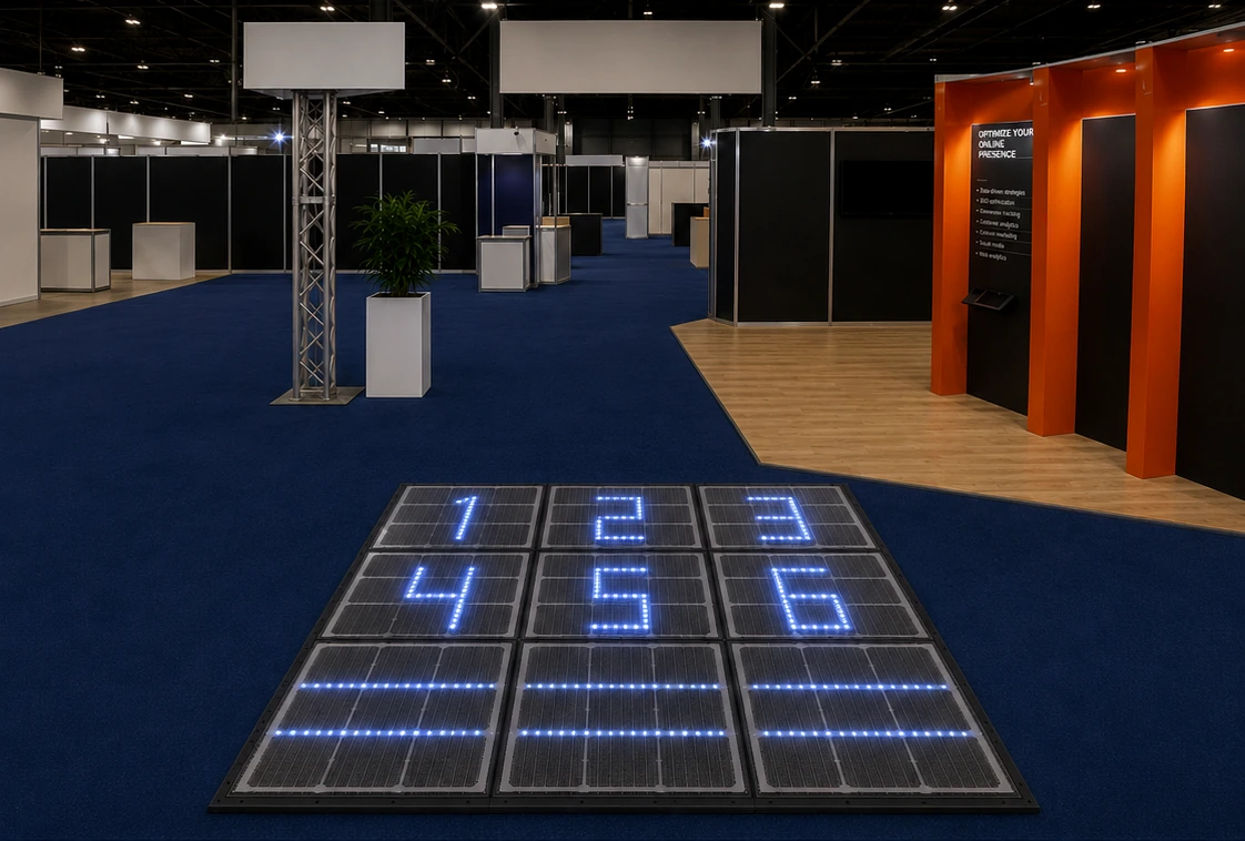 Interactieve beursstand met de interactieve vloer van Apollios