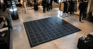 Interactieve vloer als winkelcentrum actie tussen de winkels