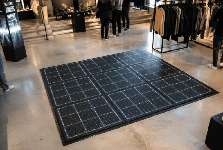 Interactieve vloer als winkelcentrum actie tussen de winkels